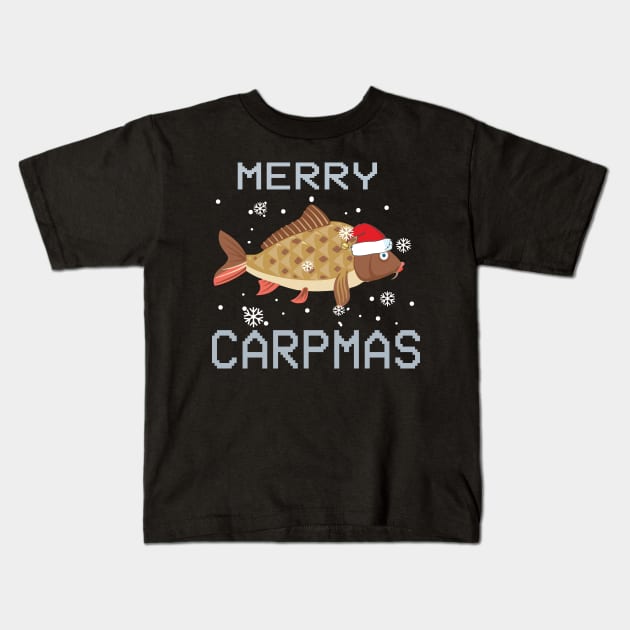 Merry Carpmas Christmas Gift For Fishing Lover Kids T-Shirt by ROMANSAVINRST